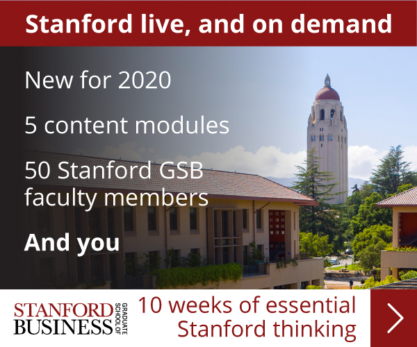 Stanford live, and on demand. Sign up for 10 weeks of essential Stanford thinking >