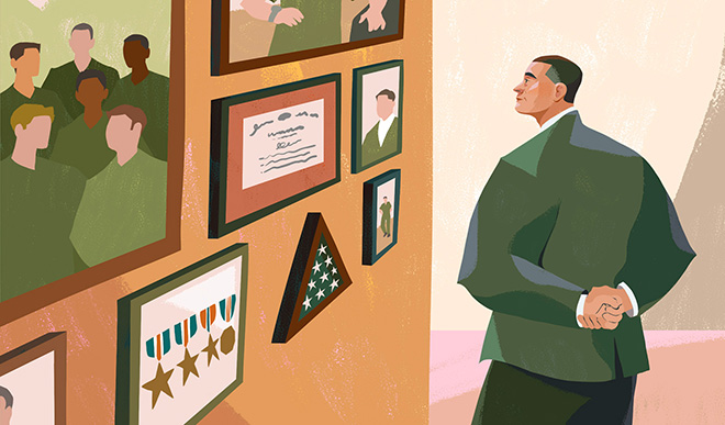 Four days after leaving the Army following two tours in Vietnam, Phil Gioia was at Stanford. | Illustration by Kim Salt